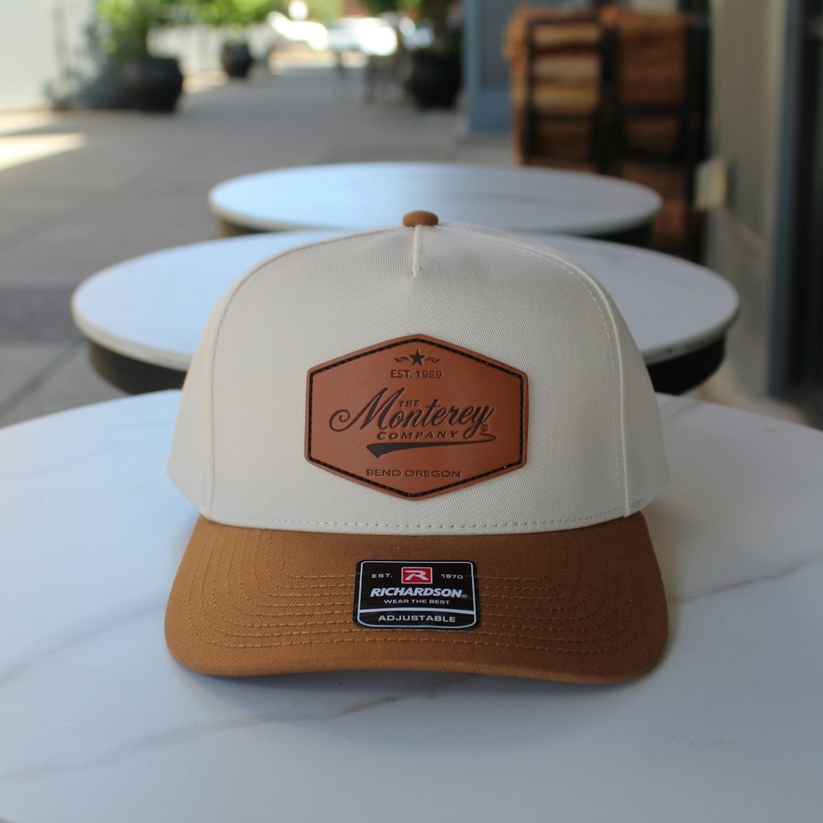 Leather patch trucker hat for groomsmen